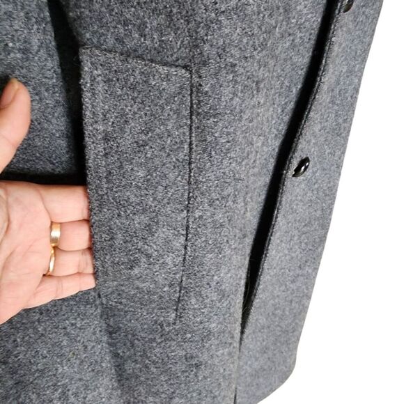 Casualcraft of New York Overcoat Men Size 42 Long Gray Long Sleeve Collared Wool - Picture 8 of 10